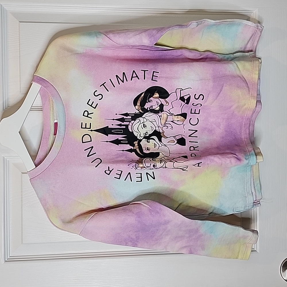 Disney Princess Tie-Dye Watercolor Sweatshirt Girls Size L (10-12)
